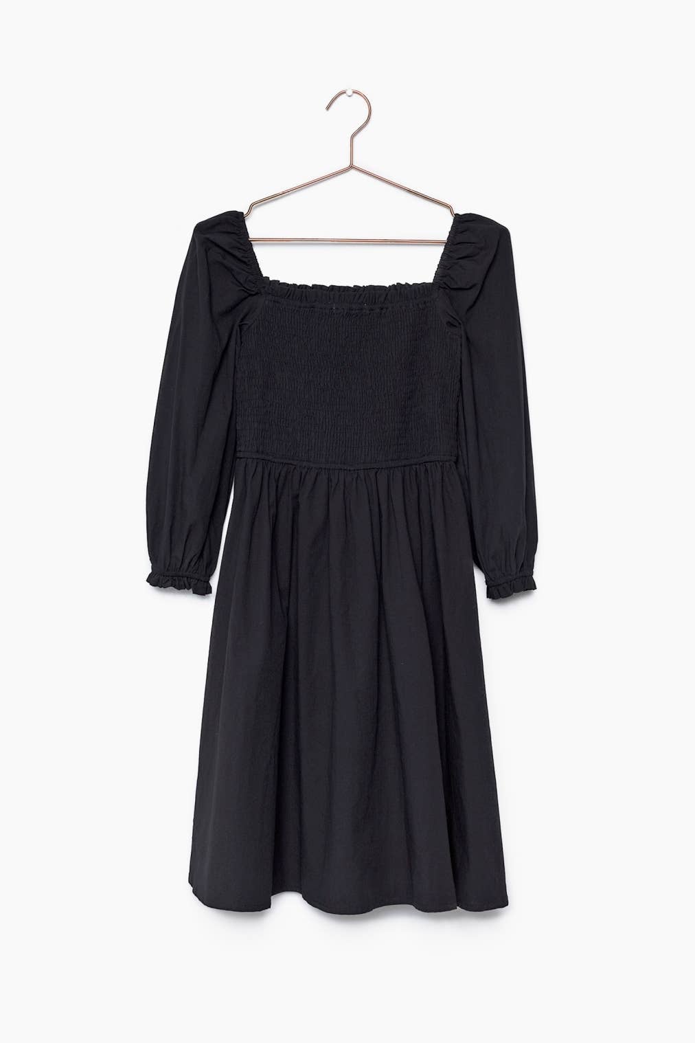 Final Sale Black Cotton Shirred Dress Small