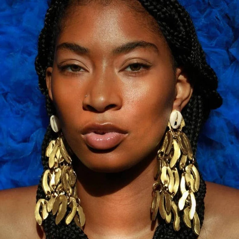 Cowrie Shell stud pendant earring -It's All Culture Jewelry