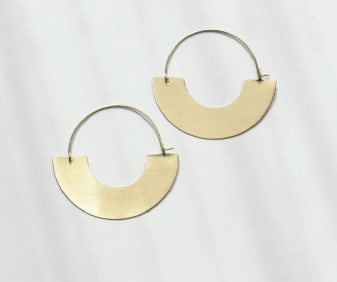 Lightweight brass earrings for your everyday wear. - Fair trade  - Hypoallergenic and nickel free - Small measures Large 2" Made in India