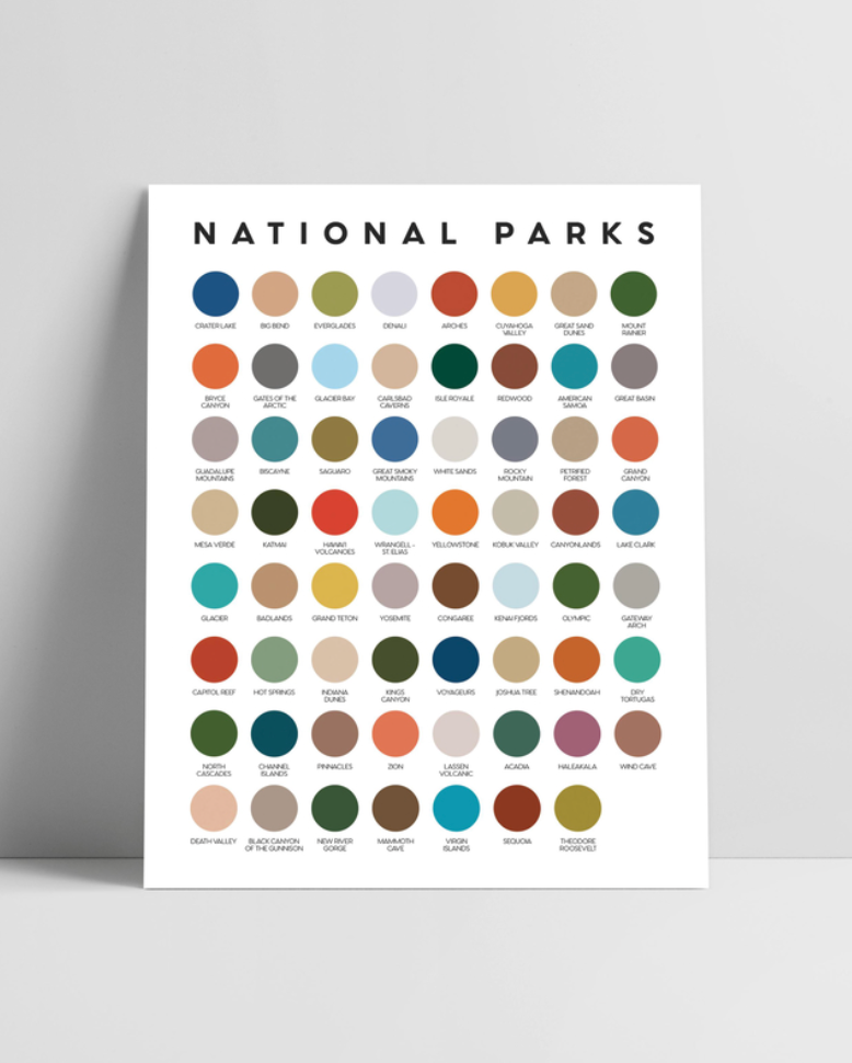 National Parks Color Palette Art Print