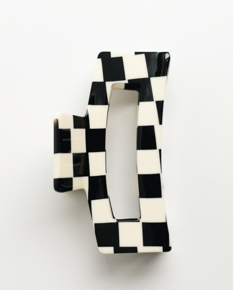 Black Checkered Hair Claw