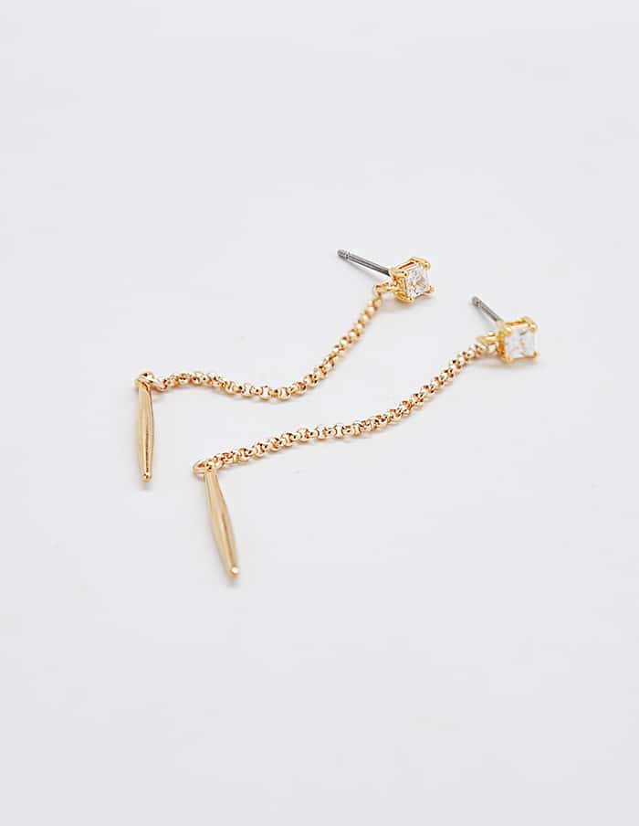 Diamond Gold Spike Drop Earrings-Admiral Row