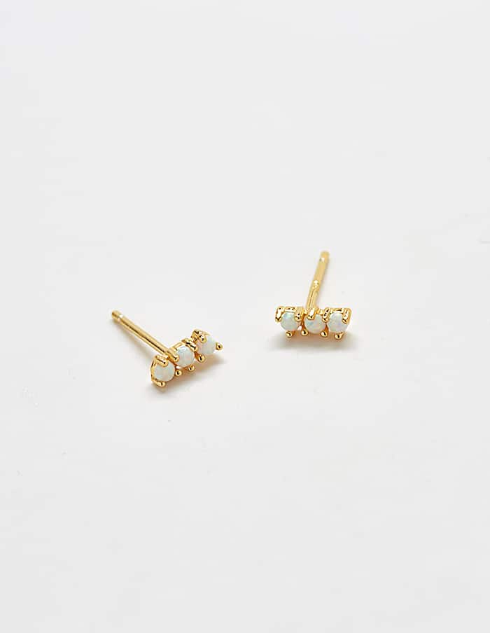 Gold Opal Curve Bar Earrings-Admiral Row