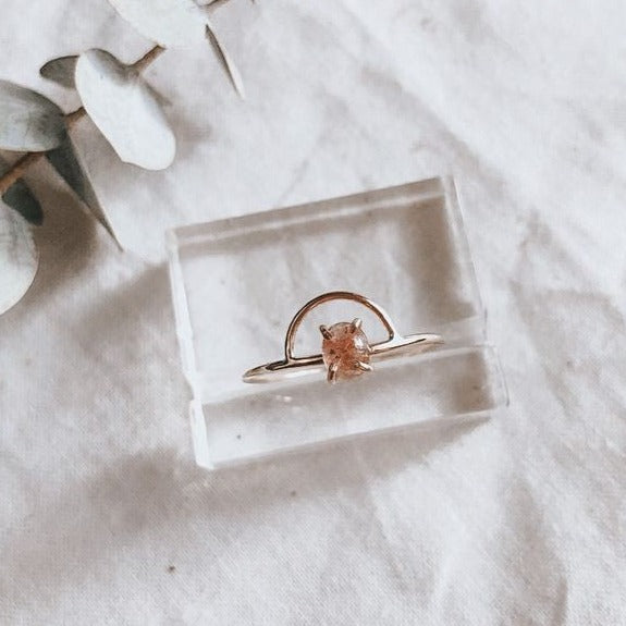 Pink Tourmaline Arch Ring milk moon minimal jewelry
