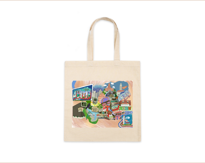 Hand-Drawn Austin, TX Printed Standard Cotton Tote