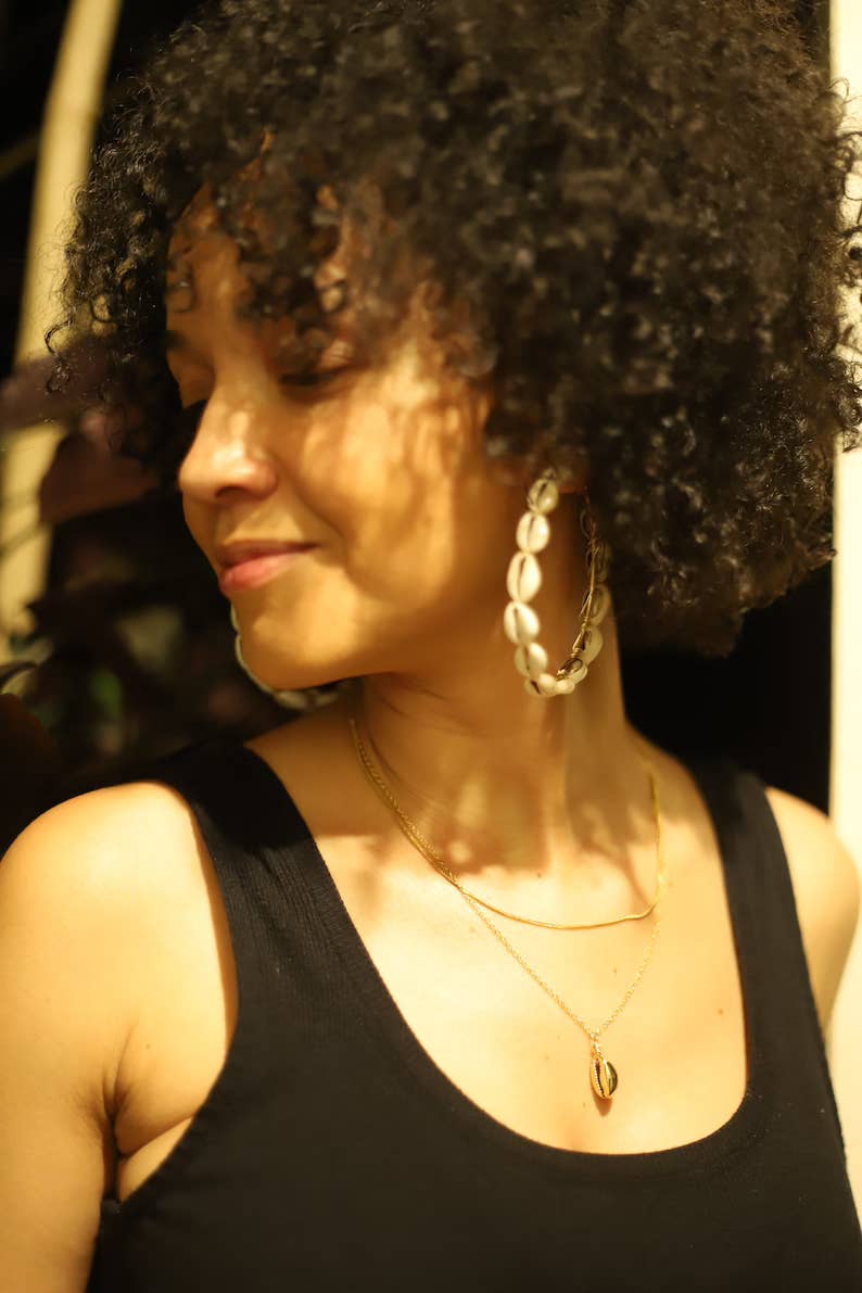 Cowrie Shell Hoops- Statement hoops 