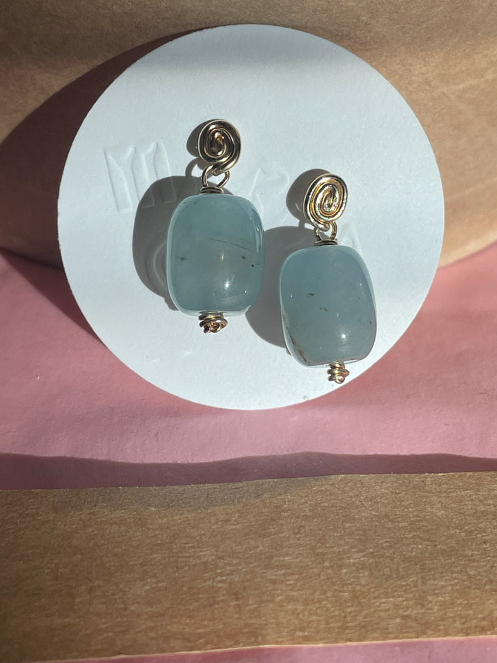 Inward earrings- Aquamarine