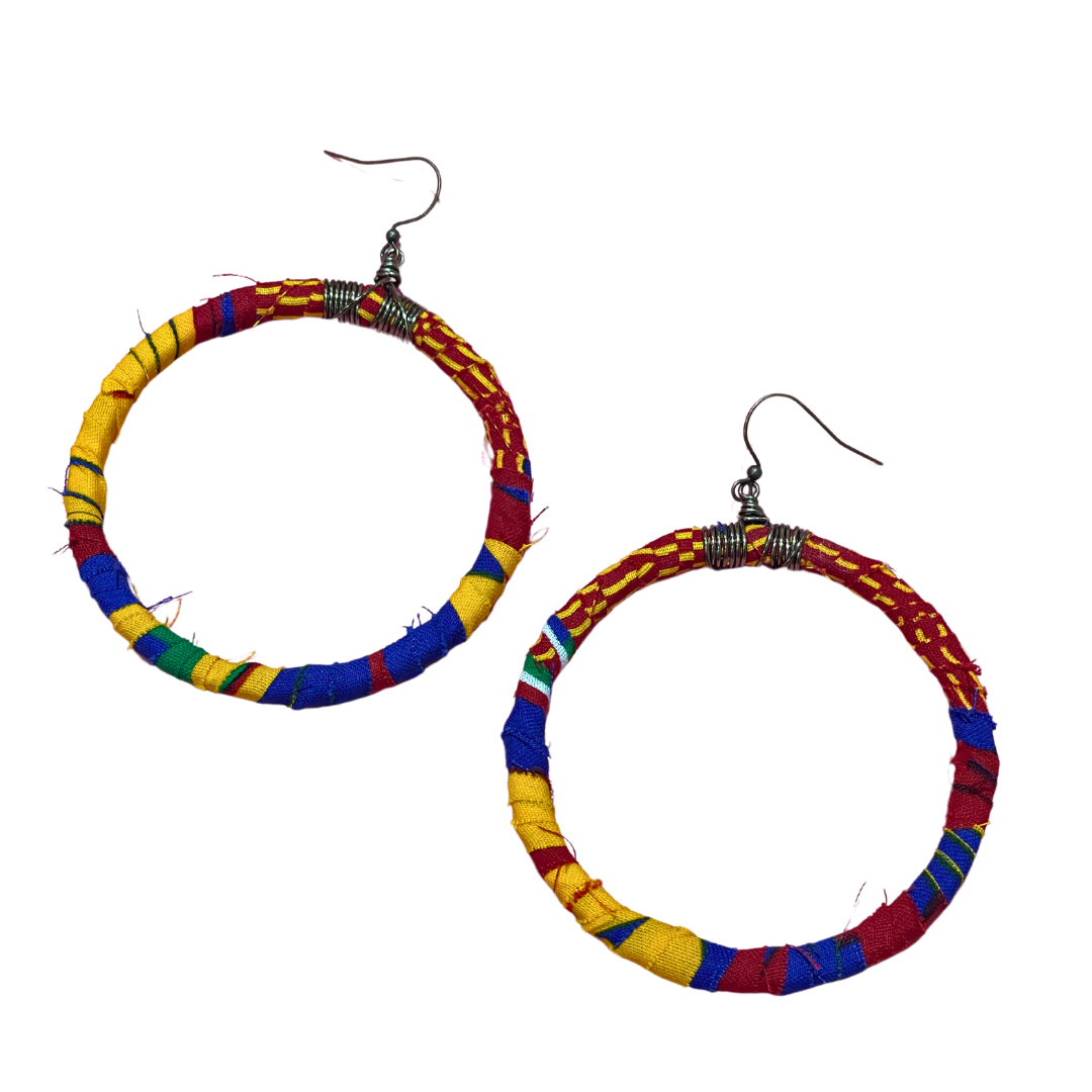 ankara fabric hoop earrings