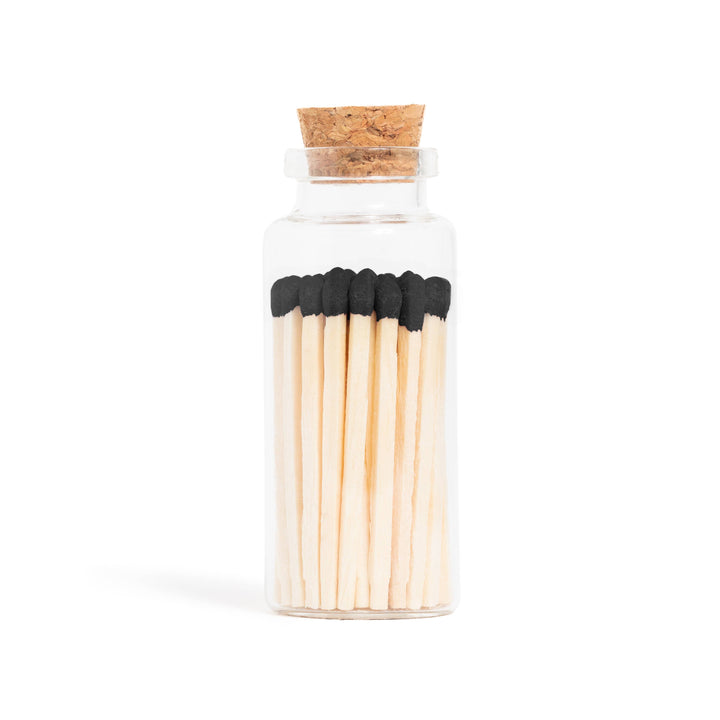 black matches in a jar