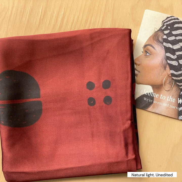 Satin Head Scarf in Mahogany: Brown