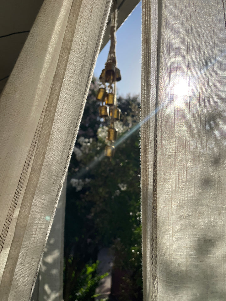 Recycled Iron 5 Bells Wind Chimes with Jute Strings-20inch