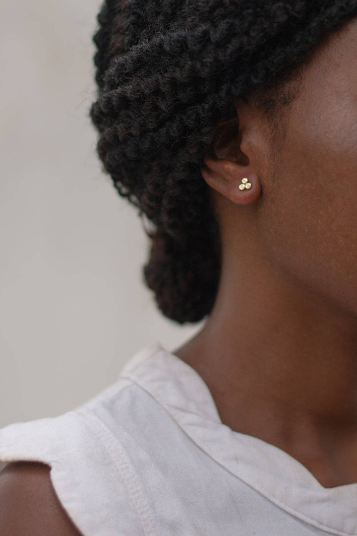 curated shop gift ideas mothers day earrings made in malawi three dot minimal brass earrings