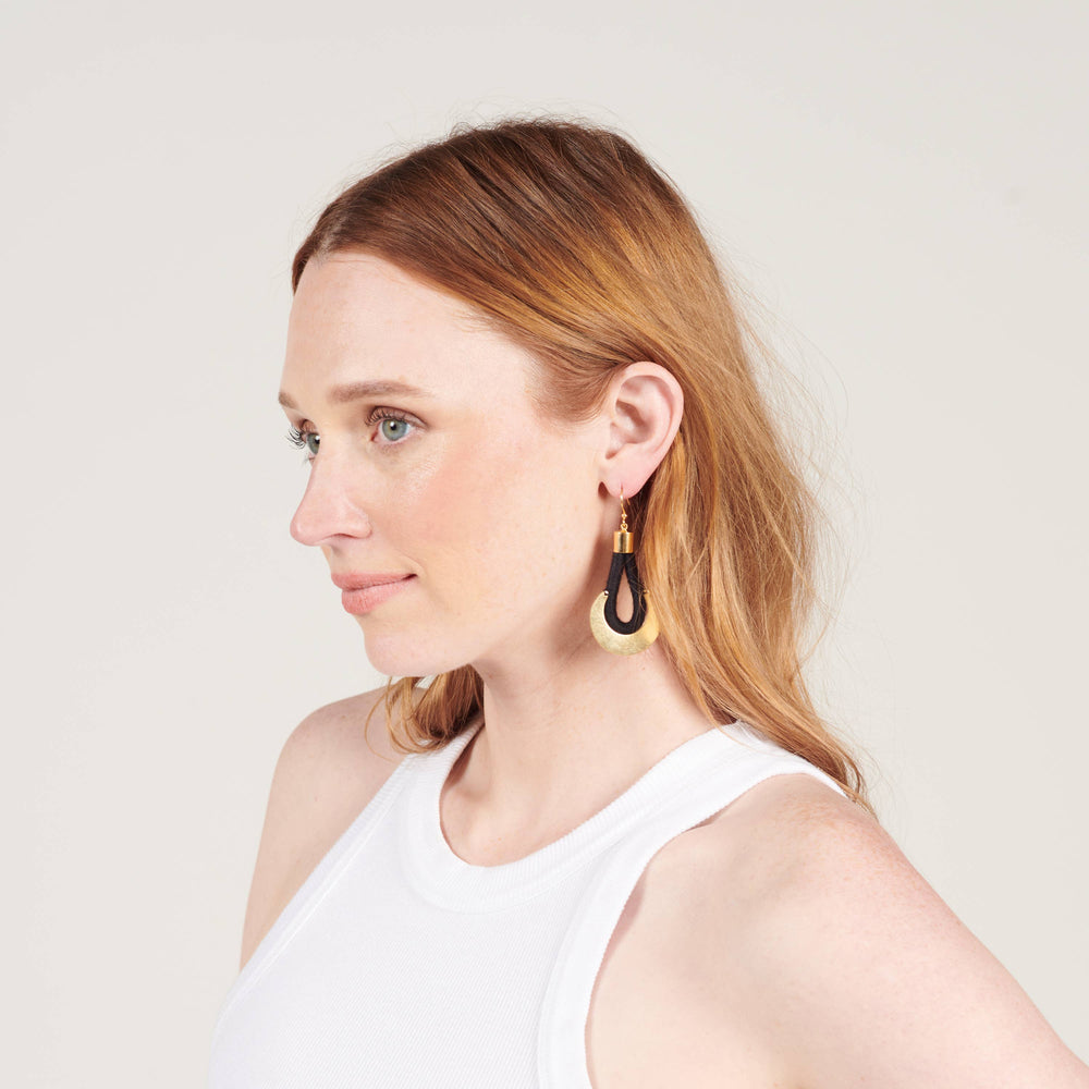 sasha handmade Crescent Earrings: Noir Cotton