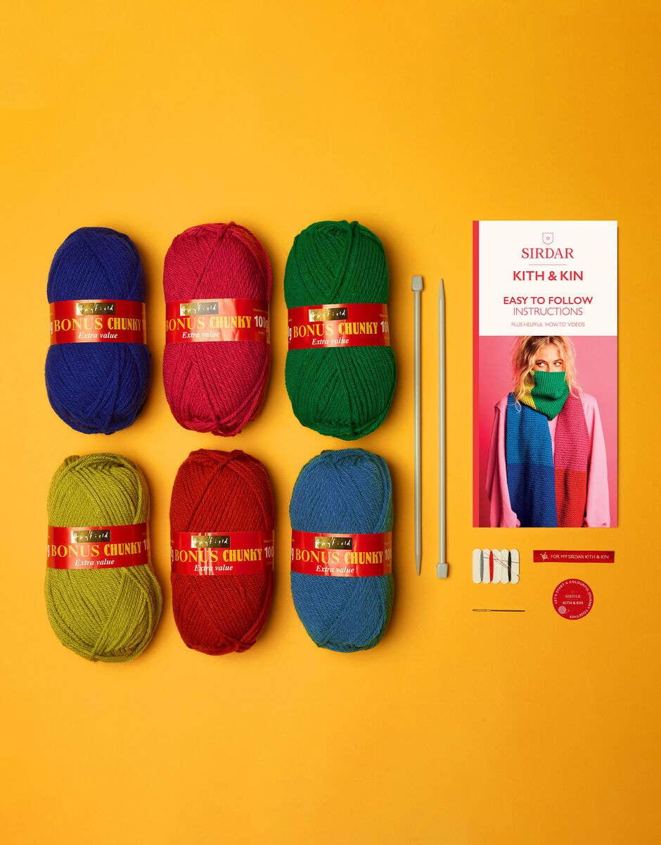 austin knitting Sirdar Color Block Scarf Knit Kit