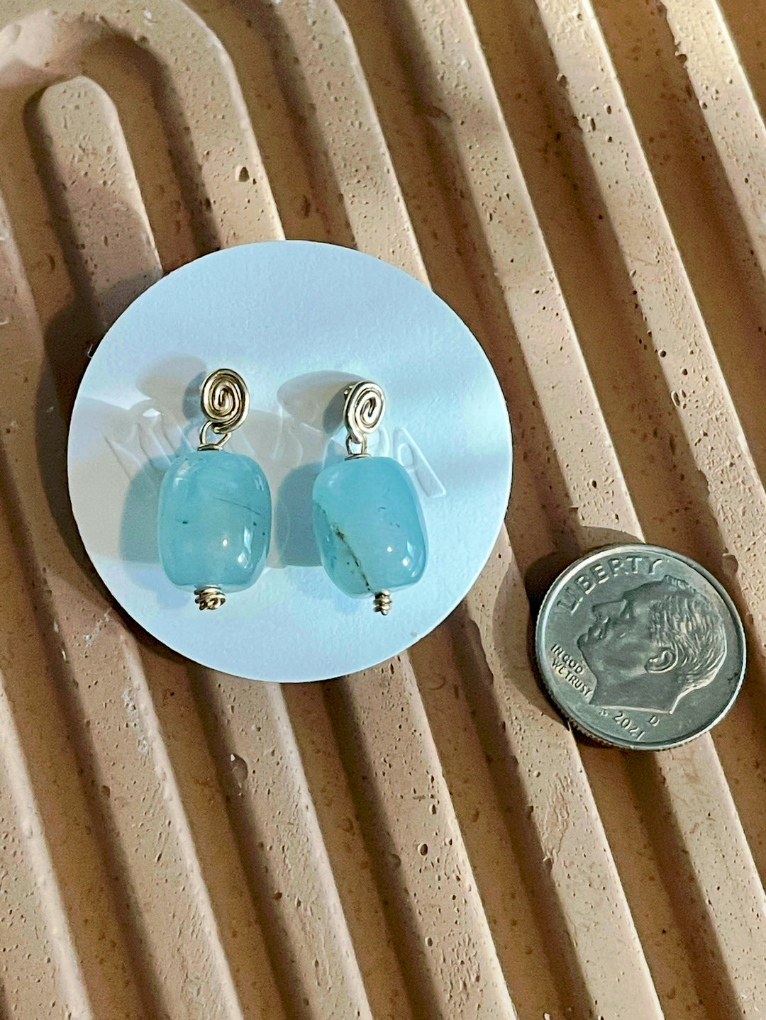Inward earrings- Aquamarine