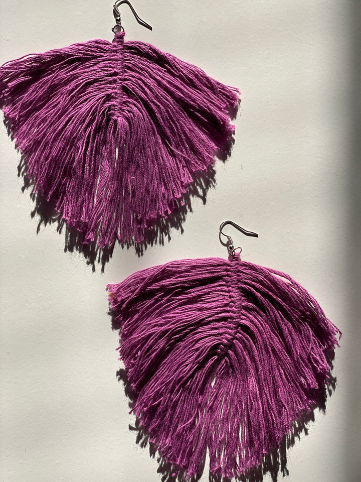Piper Purple macrame earrings-medium
