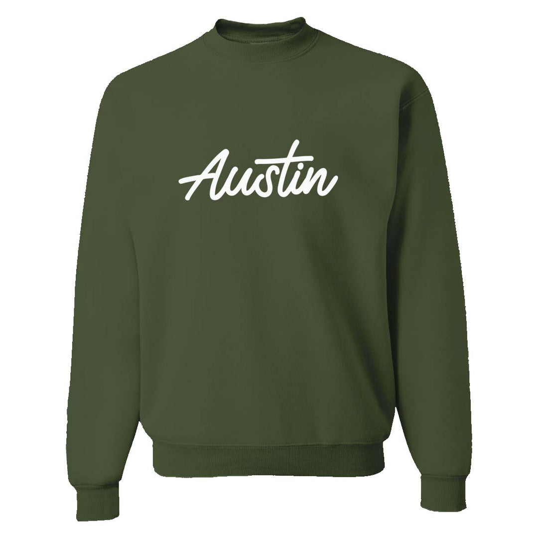 Austin Cursive Classic Sweatshirt: Sage/White