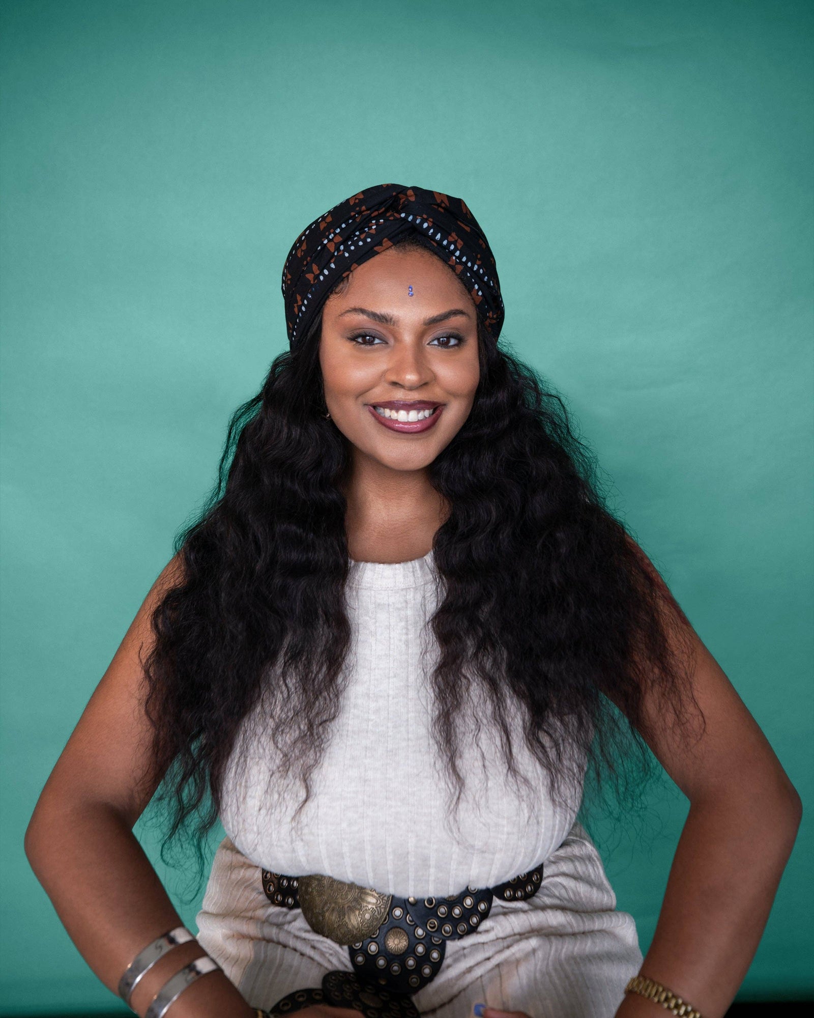  Batik Printed Head Wrap in Dewi: Black hair accessory batik fabric