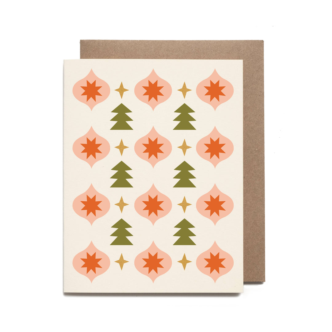Greeting card with geometric pattern on beige background