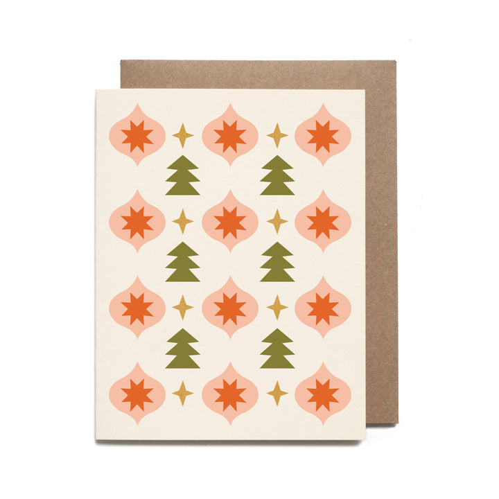 Greeting card with geometric pattern on beige background