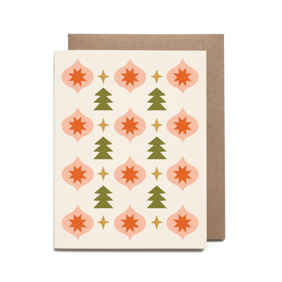Greeting card with geometric pattern on beige background