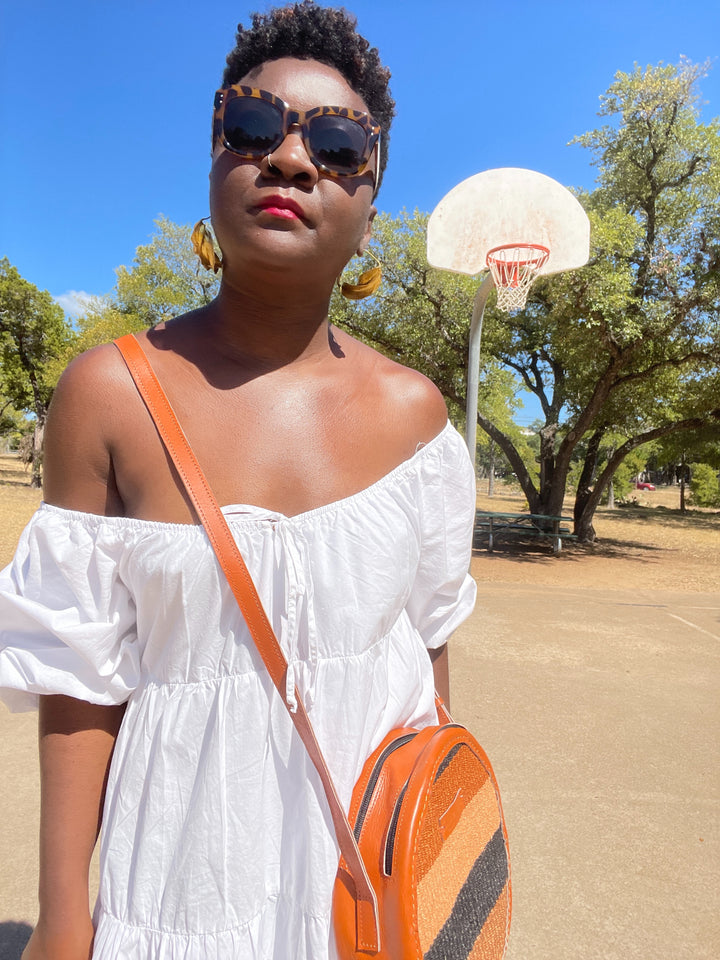 Final Sale White PUFF SLEEVE MIDI DRESS