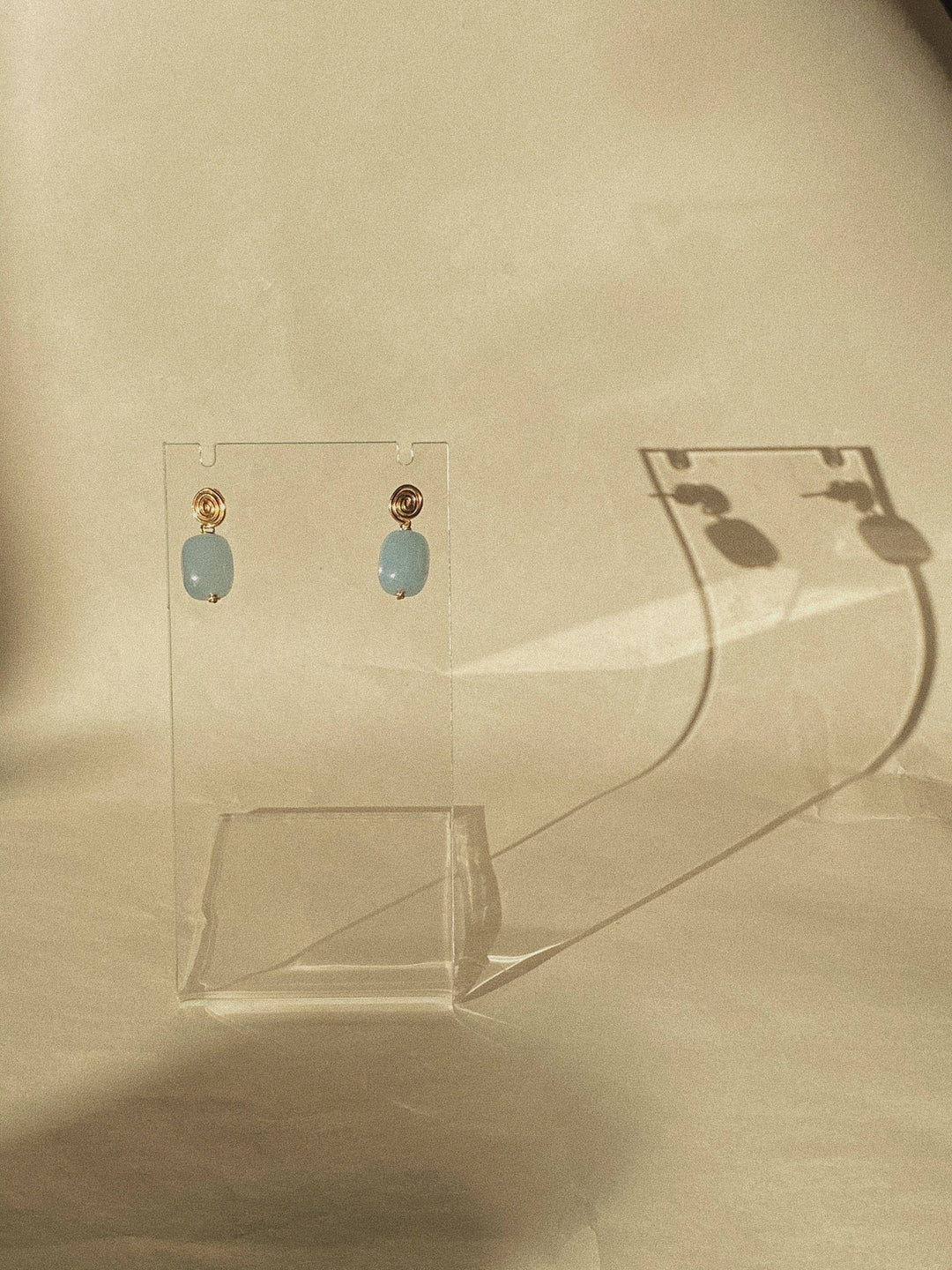 Inward earrings- Aquamarine