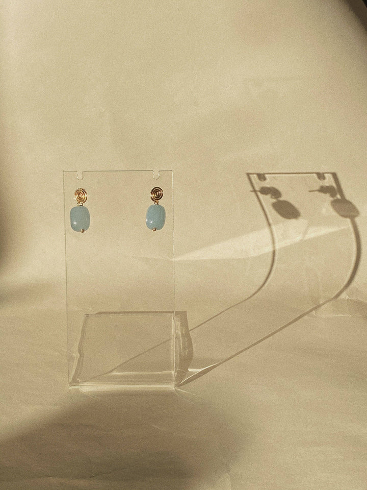 Inward earrings- Aquamarine