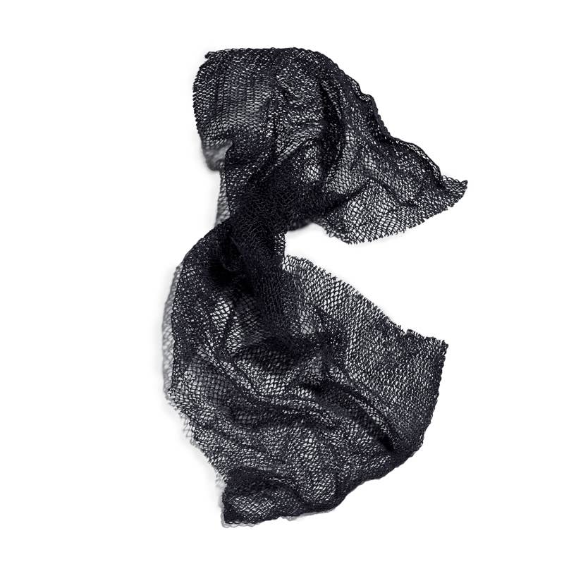Black textured scarf on a white background