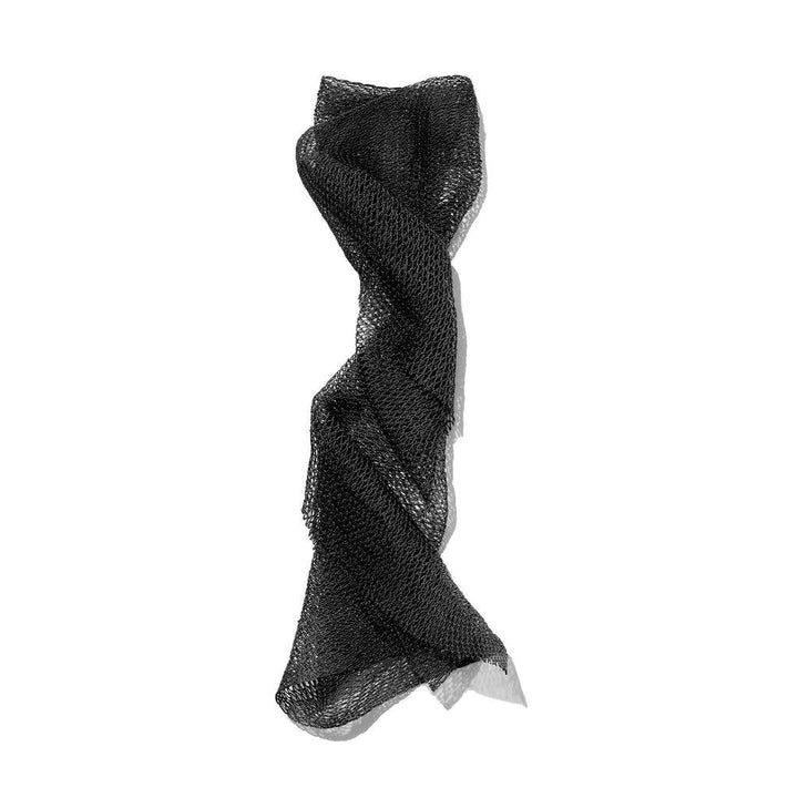 Black mesh bag on a white background