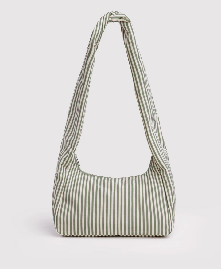 Nylon Meringue Bag Sage Stripe facing forward against white backdrop