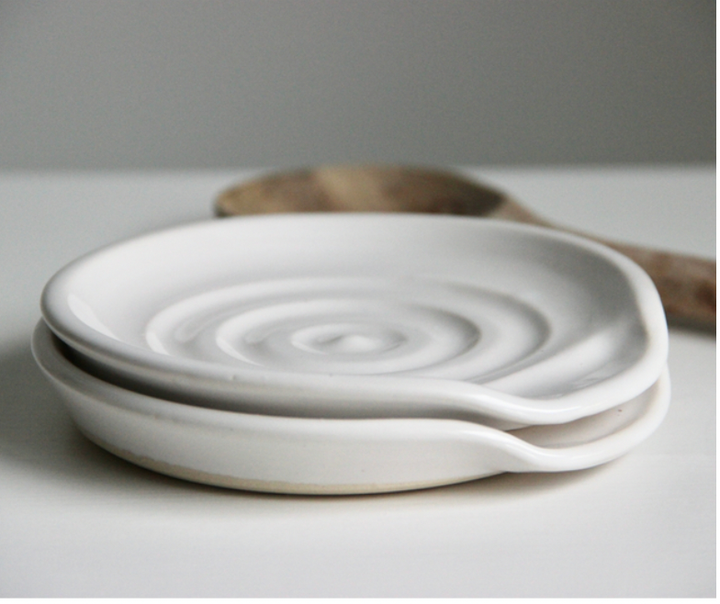 Handmade White Ceramic Spoon Rest