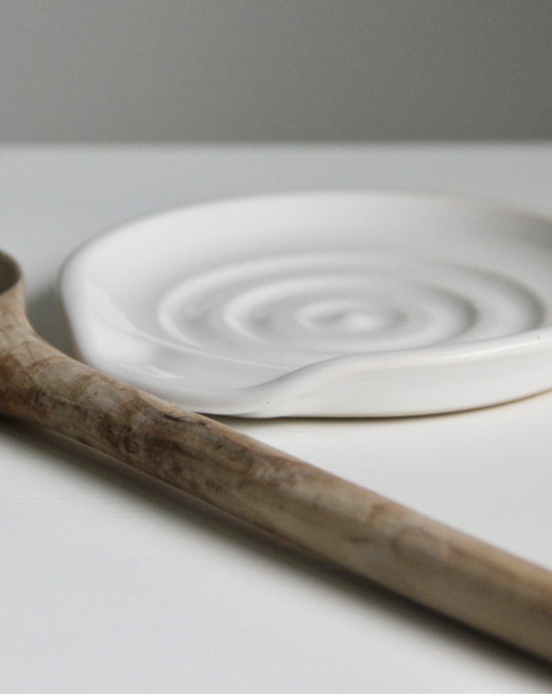 Handmade White Ceramic Spoon Rest