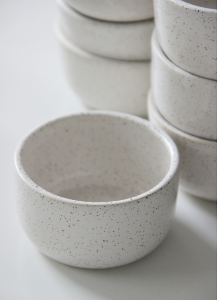 Handmade Speckled White Ceramic Prep Bowl