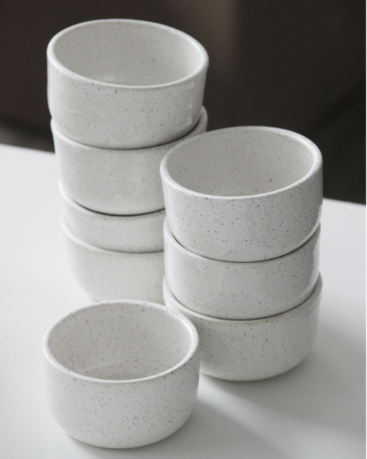 Handmade Speckled White Ceramic Prep Bowl