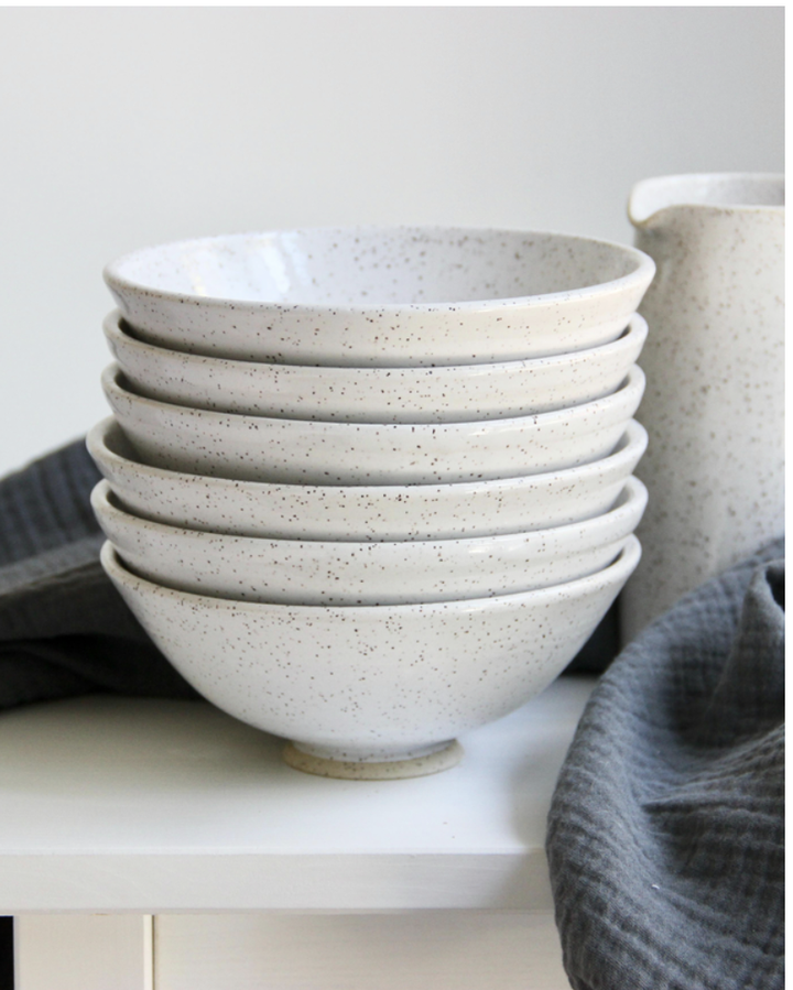 handcrafted austin gift Handmade Speckled White Ceramic Dessert Bowl