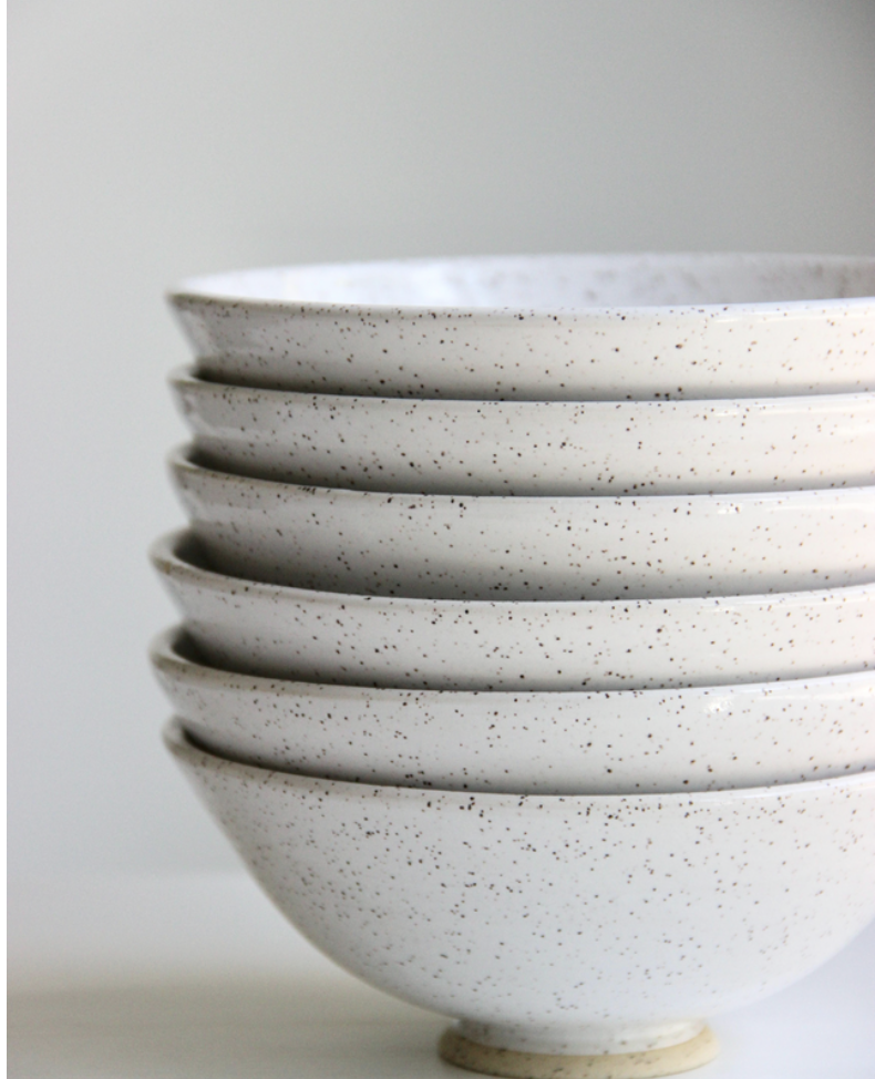 Handmade Speckled White Ceramic Dessert Bowl