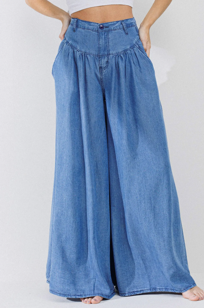 Marley Wide-leg Chambray Pants