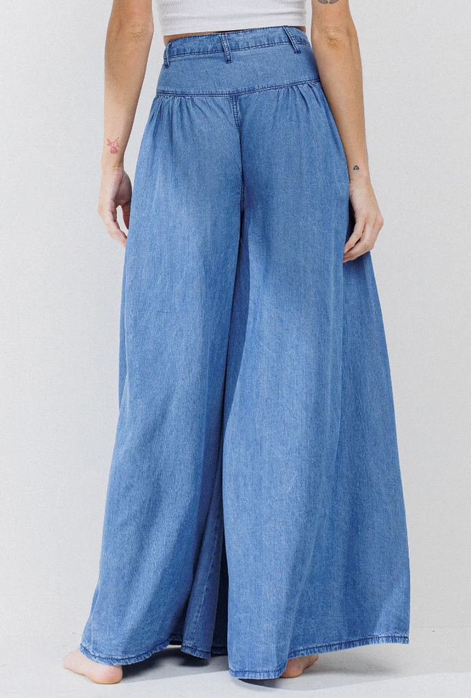 Marley Wide-leg Chambray Pants