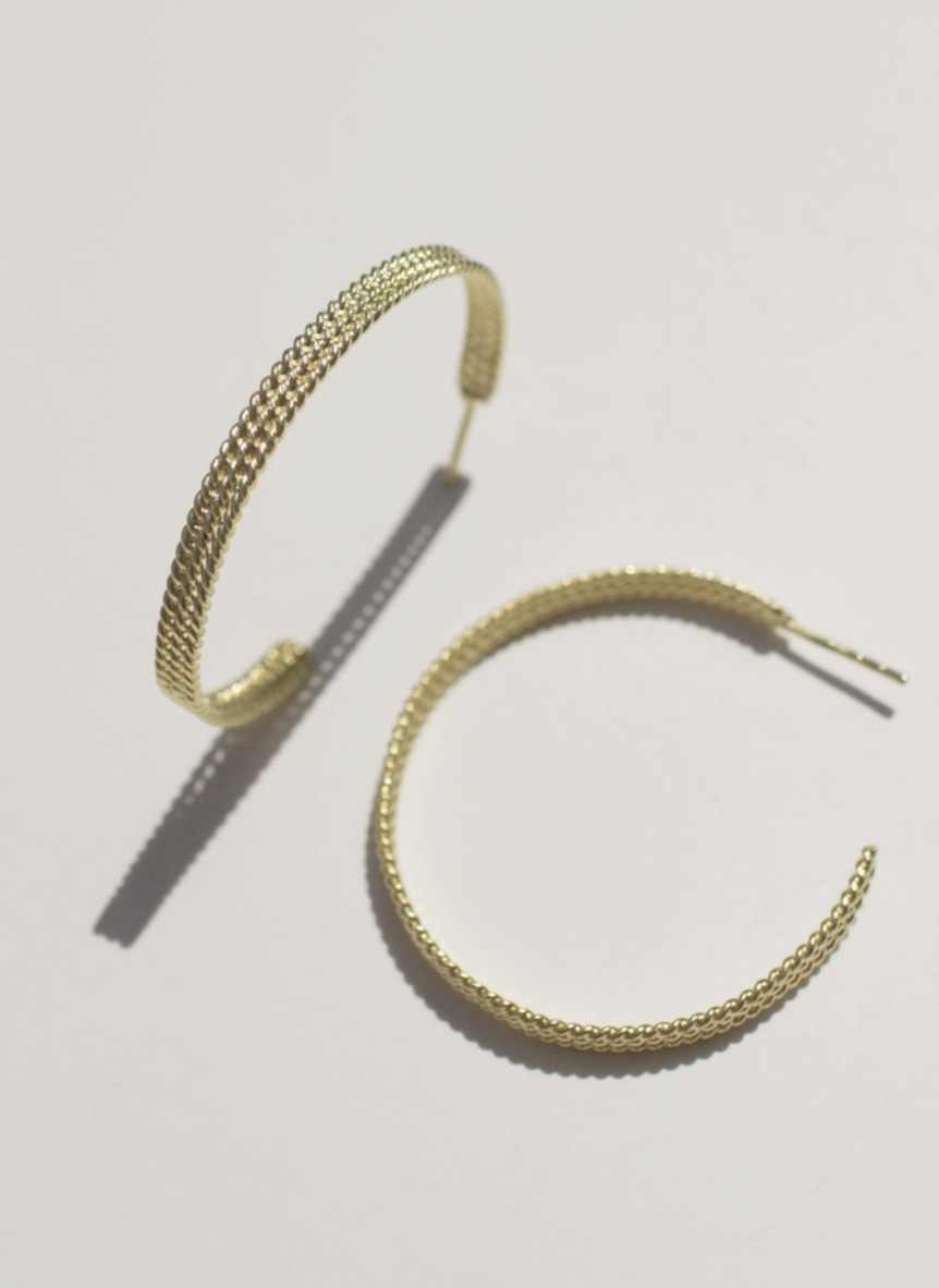 textured brass hoop earrings