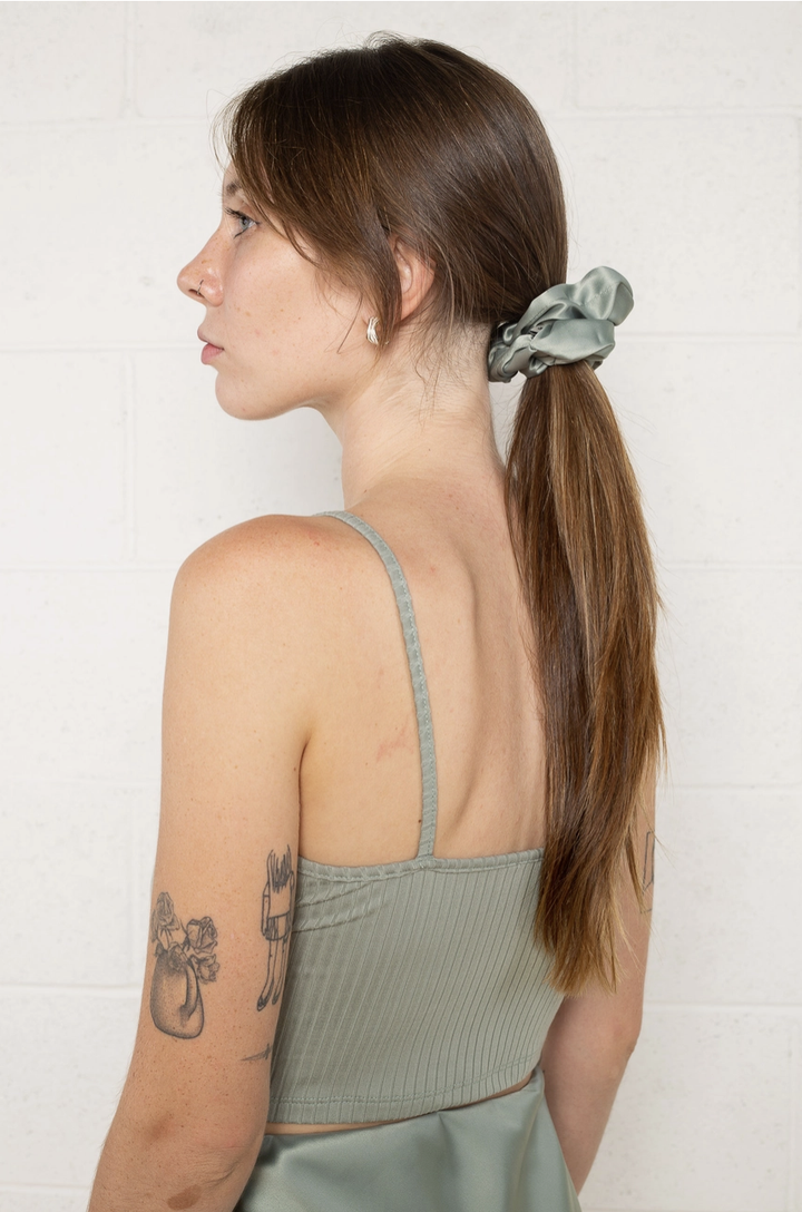 Selena Sage Satin Scrunchie