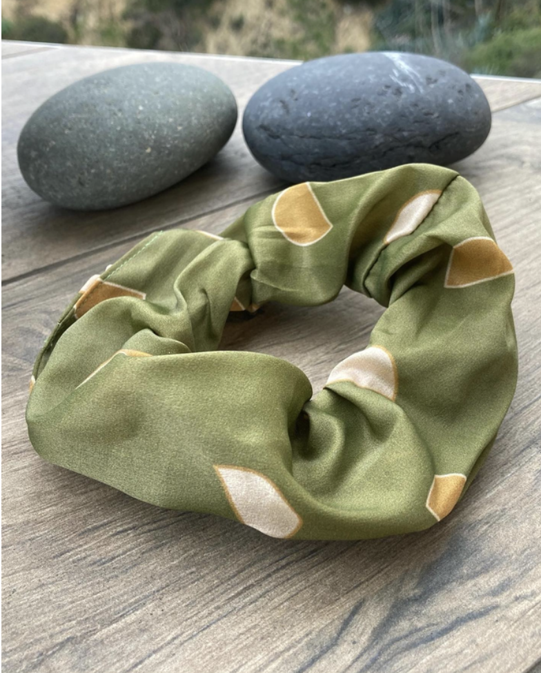 Half Moon Green Silk Scrunchie