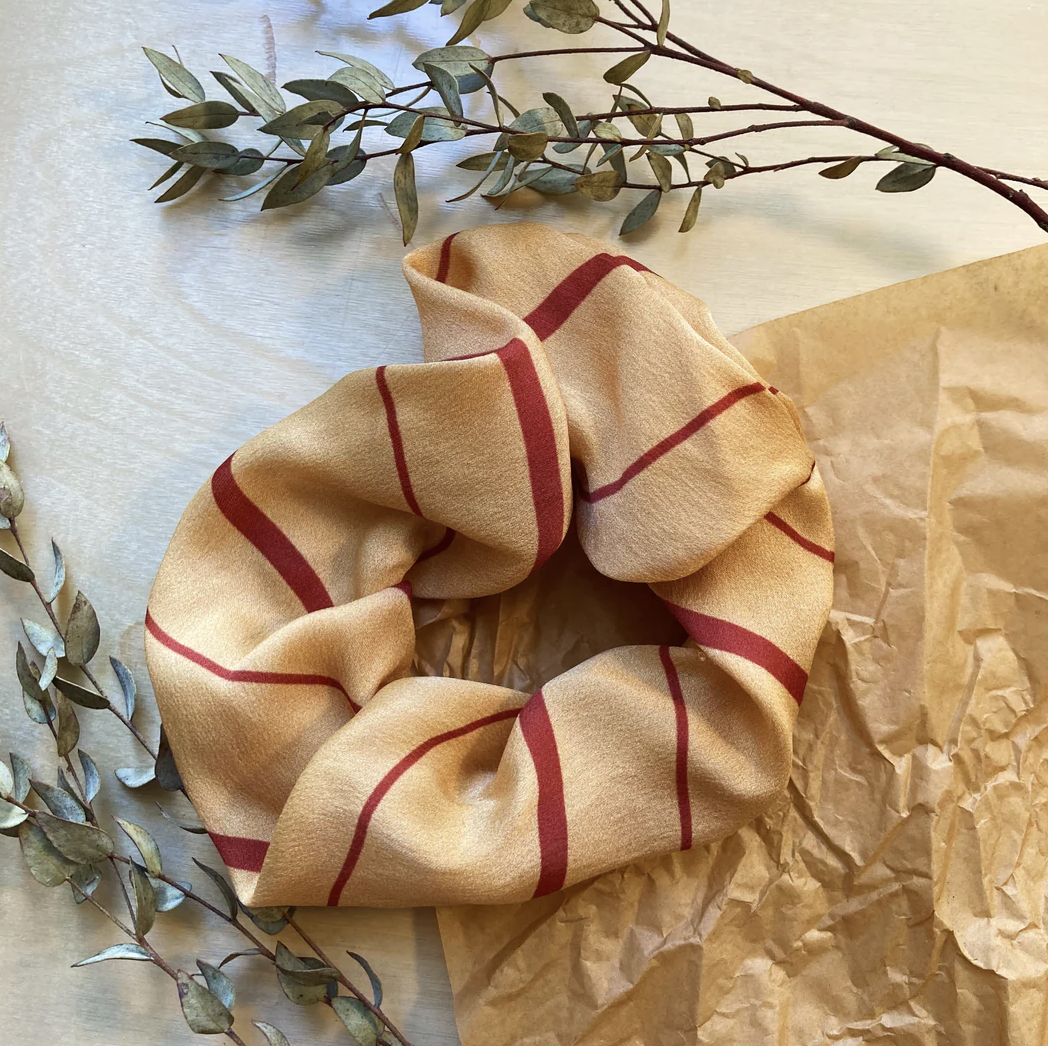 Vintage Stripe Print Silk Scrunchie