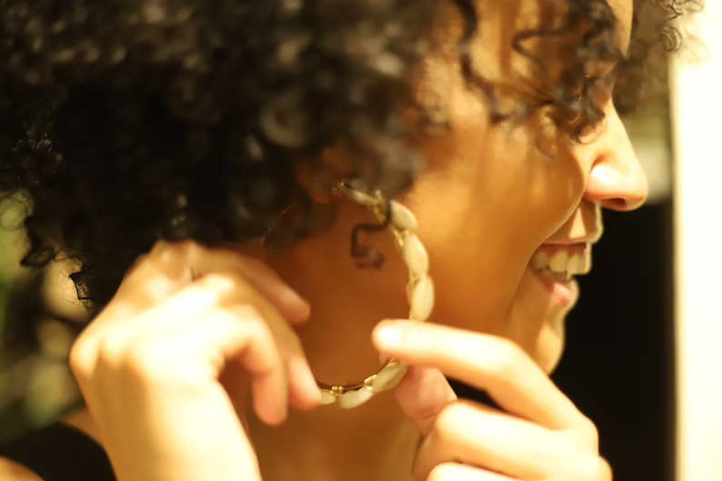 Cowrie Shell Hoops- Statement hoops