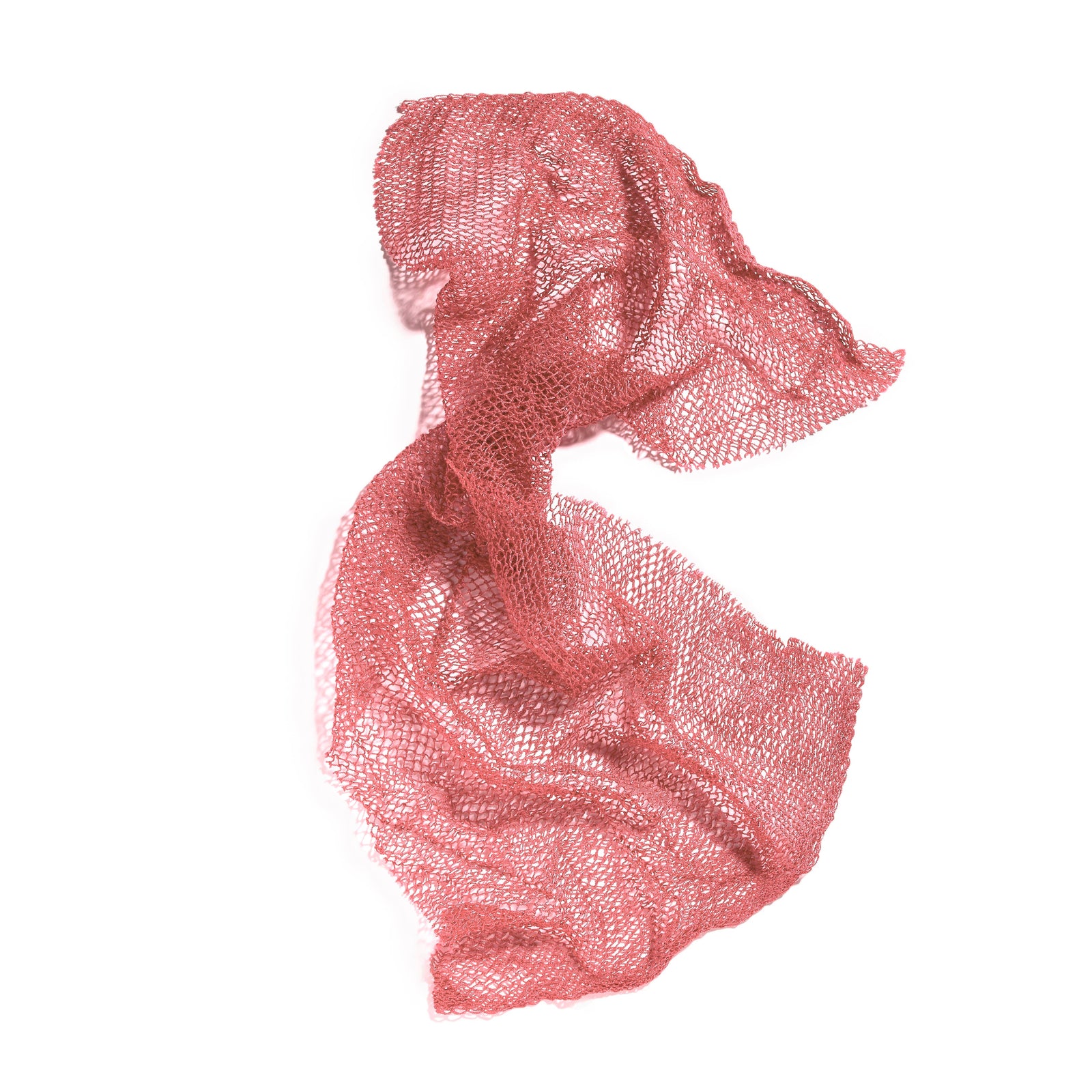 Pink textured fabric on a white background