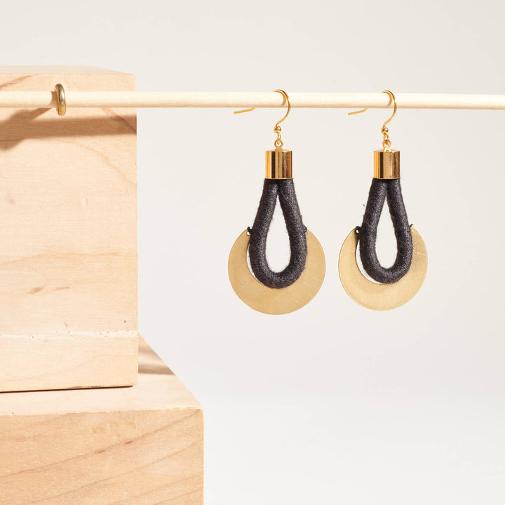 Crescent Earrings: Noir Cotton fiber earrings