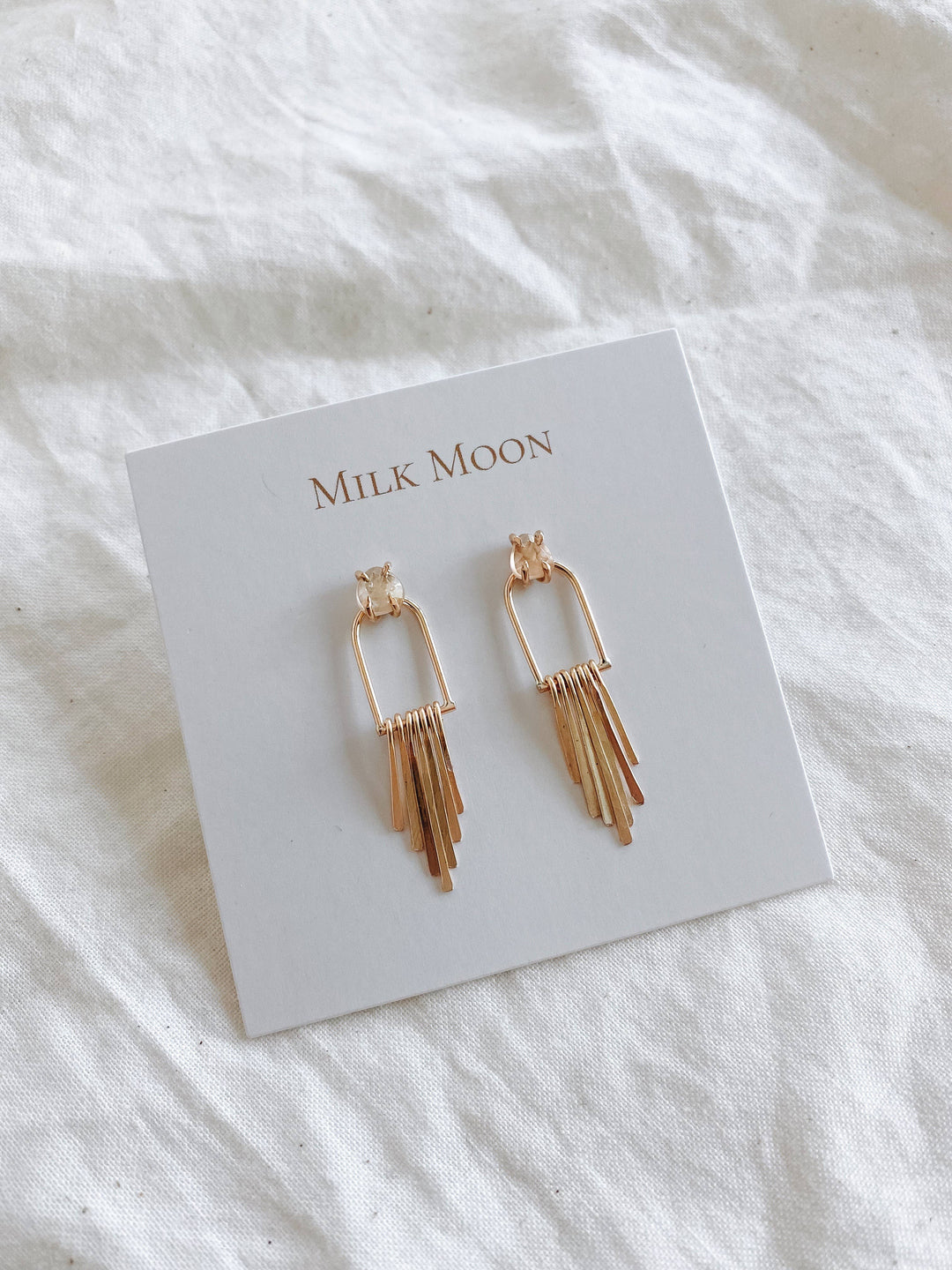 Topaz Fringe Earrings milk moon handcrafted earrings