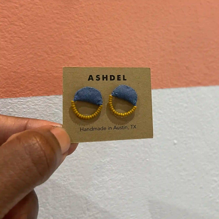 Circle Studs (Denim & Curry)-ashdel