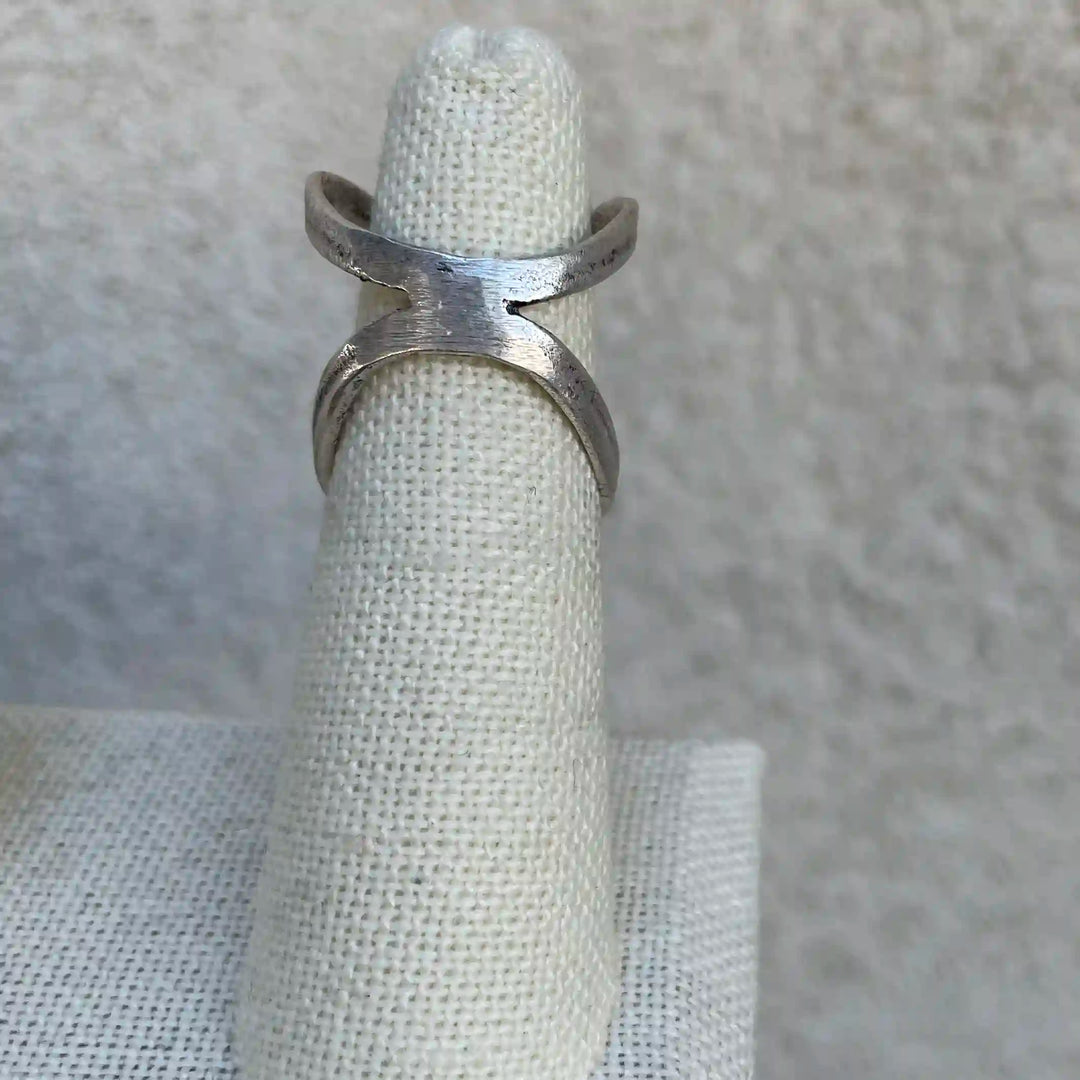 cusp silver plated brass statement ring