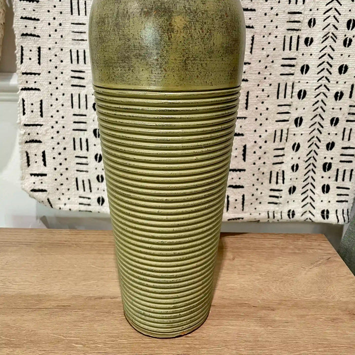 Green Ridged Vase